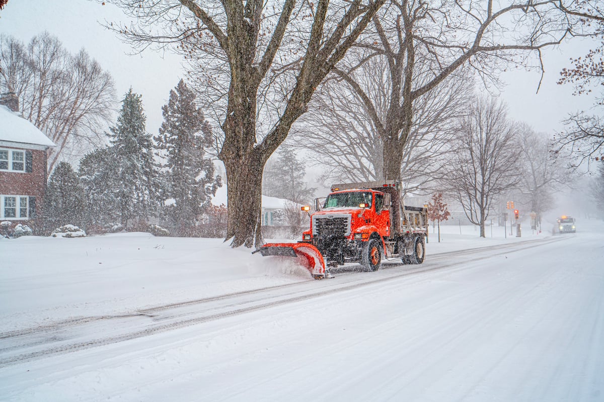 The amazing views of Snow cleaning on the roads during the snowstorm in New Jersey, United States